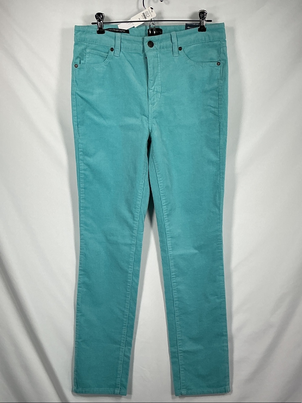Talbots Teal Corduroy Pants 4P High Rise Straight Leg Cotton Stretch NWT New
